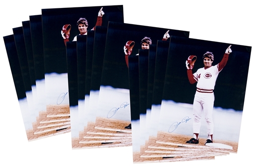 Lot of (15) Pete Rose Signed 30x40 "Hit King" Photos (PSA/DNA) (Red Cross Hurricane Relief Lot) 